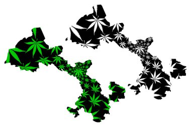 Gansu Eyaleti (Çin, Çin, Çin Halk Cumhuriyeti, Prc İdari bölümleri) harita esrar yaprağı yeşil ve siyah, Gansu harita esrar (marihuana, Thc) foliag yapılmış tasarlanmıştır