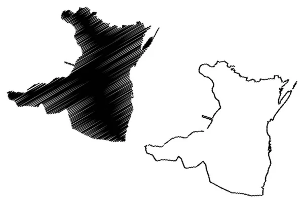 Comté de Constanta (Divisions administratives de la Roumanie, région de développement du Sud-Est) illustration vectorielle de carte, croquis croquis Constanta ma — Image vectorielle
