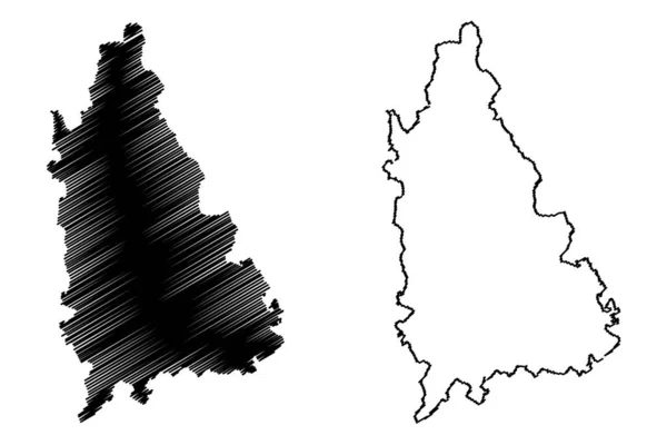 Dambovita County (Romanya İdari bölümleri, Sud - Muntenia kalkınma bölgesi) harita vektör illüstrasyon, karalama kroki Dambovita ma — Stok Vektör