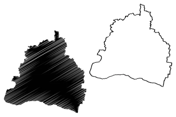 Hrabstwo Dolj (Podział administracyjny Rumunii, Sud-Vest Oltenia regionu rozwoju) mapa wektor ilustracji, szkic bazgrołów Dolj ma — Wektor stockowy