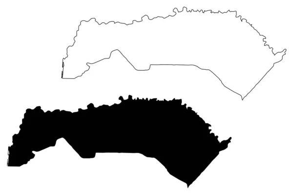 圣路易斯大区（塞内加尔共和国塞内加尔地区）地图矢量插图，涂鸦素描圣路易斯马 — 图库矢量图片