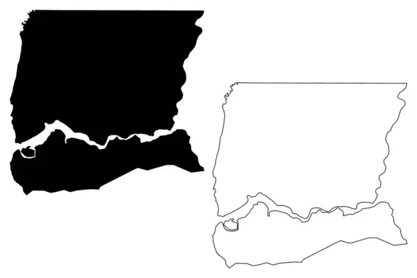 Ziguinchor region (regioner i Senegal, Republiken Senegal) karta vektor illustration, klottra skiss Ziguinchor ma — Stock vektor