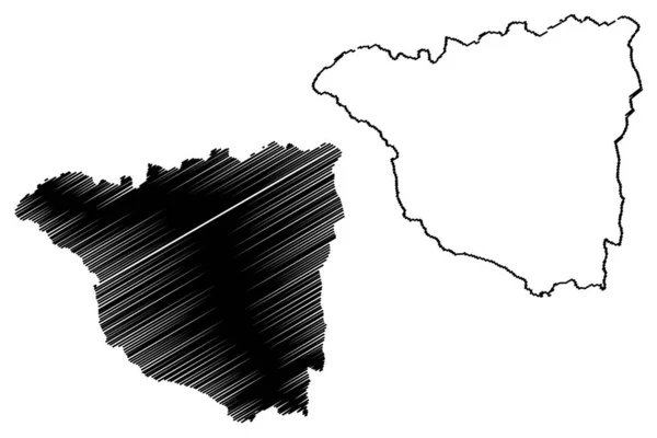 Kreis Gorj (Verwaltungsbezirke Rumäniens, Entwicklungsregion Südwestoltenien) Kartenvektorillustration, Kritzelskizze gorj ma — Stockvektor