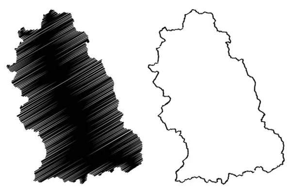 Condado de Hunedoara (divisiones administrativas de Rumania, región de desarrollo de chalecos) mapa vector ilustración, boceto garabato Hunedoara ma — Archivo Imágenes Vectoriales