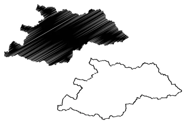 Condado de Maramures (divisiones administrativas de Rumania, región de desarrollo del Nord-Vest) mapa vector ilustración, garabato bosquejo mapa de Maramures — Vector de stock