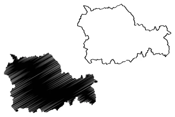 Neamt 카운티 (루마니아, 노르 - Est 개발 지역의 행정 부서) 지도 벡터 일러스트레이션, 낙서 스케치 Neamt ma — 스톡 벡터