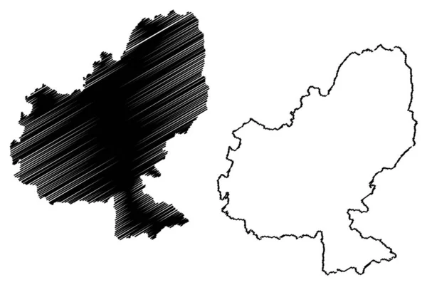Condado de Mures (divisiones administrativas de Rumania, región de desarrollo de Centru) mapa vector ilustración, boceto garabato mapa de Mures — Archivo Imágenes Vectoriales