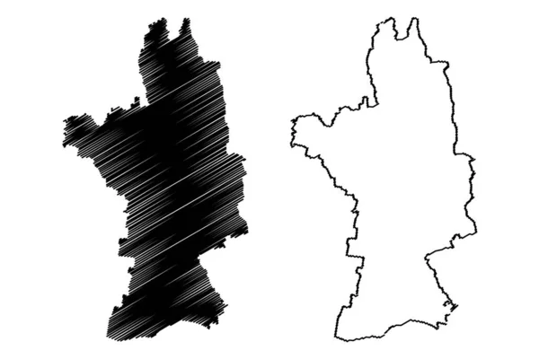 Olt County (divisões administrativas da Roménia, região de desenvolvimento de Sud-Vest Oltenia) mapa ilustração vetorial, esboço de rabiscos Olt ma — Vetor de Stock