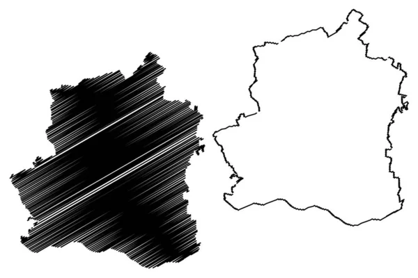 Teleorman County (Administrative divisions of Romania, Sud - Muntenia development region) map vector illustration, scribble sketch Teleorman ma — Stock Vector