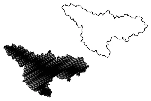 ティミス郡(ルーマニアの行政区画、ベスト開発地域)マップベクトルイラスト、落書きスケッチティミスマ — ストックベクタ