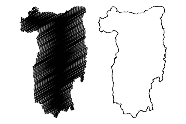 Hrabstwo Valcea (Podział administracyjny Rumunii, region rozwoju Sud-Vest Oltenia) mapa wektorowa, szkic Bazgroły Valcea ma — Wektor stockowy
