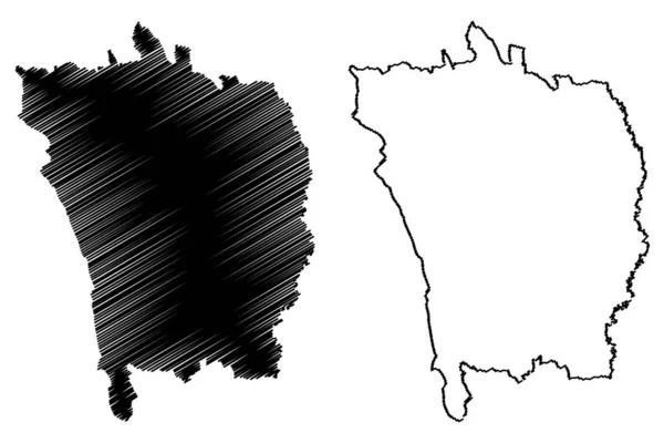 Comté de Vaslui (Divisions administratives de la Roumanie, région de développement du Nord-Est) illustration vectorielle de carte, croquis croquis vaslui ma — Image vectorielle