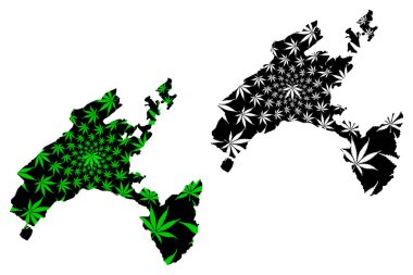 Vaud (İsviçre Kantonları, İsviçre kantonları, İsviçre Konfederasyonu) haritası esrar yaprağı yeşil ve siyah, Esrar (marihuana, Thc) foliag yapılmış Vaud harita Kantonu tasarlanmıştır