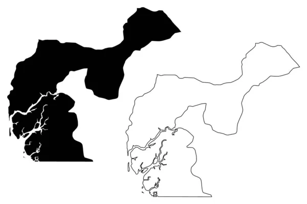 Fatick region (senegalské oblasti, Senegalská republika), ilustrace mapy vektorového obrázku, náčrtek Fatick mapa — Stockový vektor