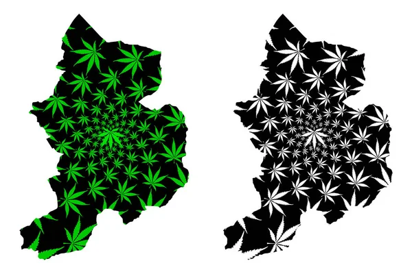 Glarus (Cantons of Switzerland, Swiss cantons, Swiss Confederation) map is designed cannabis leaf green and black, Canton of Glaris map made of marijuana (marihuana, THC) foliag — Vector de stock