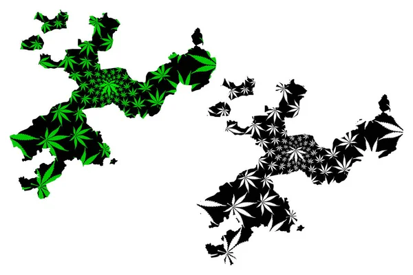 Solothurn (Cantons of Switzerland, Swiss cantons, Swiss Confederation) map is designed cannabis leaf green and black, Canton of Solothurn map made of marijuana (marihuana,THC) foliag — Stock Vector
