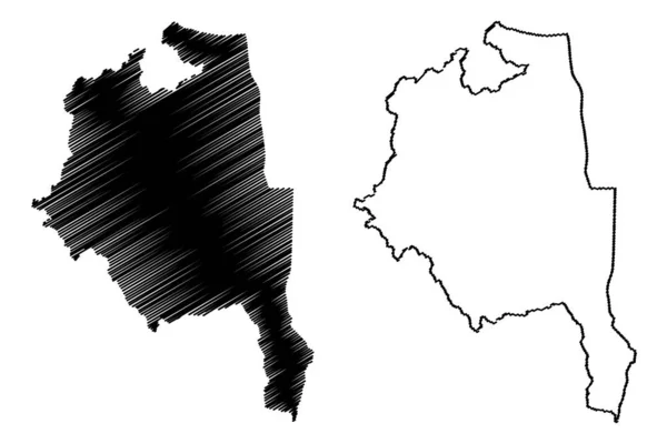 Střední region Malawi (Maltská republika, oblasti Malawi, správní divize) mapa vektorového obrázku, Klikyháky střední oblast mA — Stockový vektor