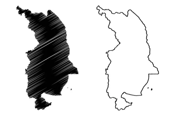 Nördliche Region Malawi (Republik Malawi, Regionen Malawis, Verwaltungseinheiten) Kartenvektorillustration, Kritzelskizze nördliche Region ma — Stockvektor