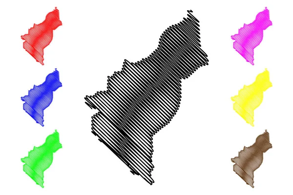 Región del Dosso (Regiones de Níger, República del Níger) mapa vector ilustración, garabato bosquejo Dosso ma — Vector de stock