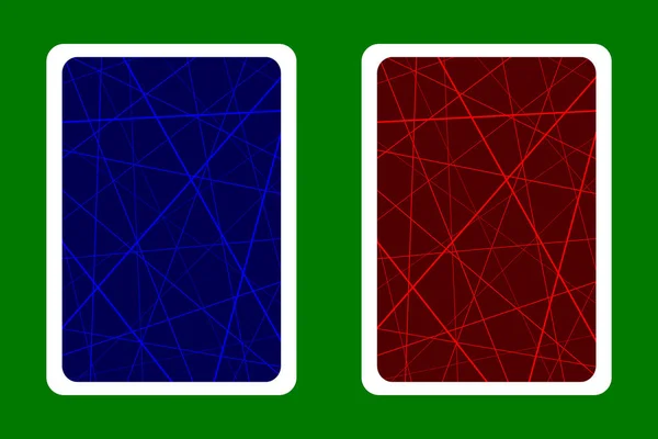 Oyun kartı geri tasarımlar-rasgele kaotik çizgiler soyut geometrik desen-mavi ve kırmızı 