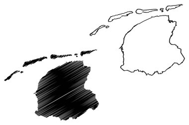 Friesland Eyaleti (Hollanda, Holland) harita vektör illüstrasyon, karalama kroki Frisia veya Fryslan harita