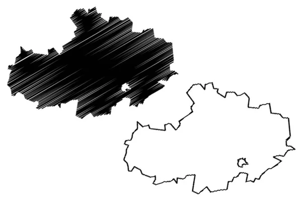 Região de Akmola (República do Cazaquistão, Regiões do Cazaquistão) mapa ilustração vetorial, rabisco esboço Aktobe ma — Vetor de Stock