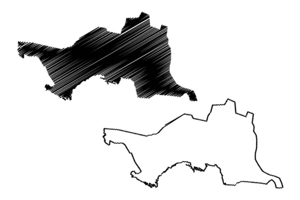 Atyrau region (republik kasachstan, regionen kasachstan) kartenvektorillustration, kritzelskizze atyrau ma — Stockvektor