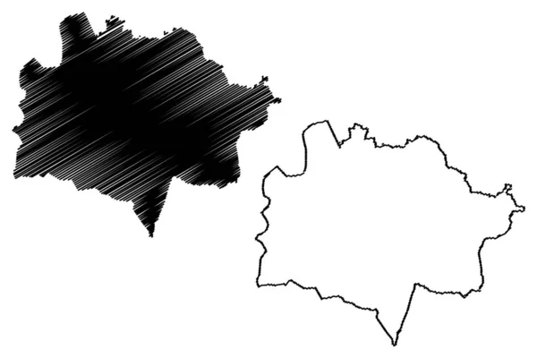Oost-Kazachstan regio (Republiek Kazachstan, regio's van Kazachstan) kaart vector illustratie, Krabbel schets Oost-Kazachstan ma — Stockvector