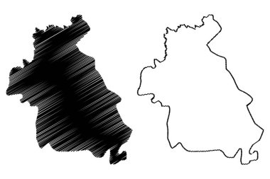 İdlib Valiliği (Suriye Valiliği, Suriye Arap Cumhuriyeti) harita vektör illüstrasyon, karalama kroki İdlib ma