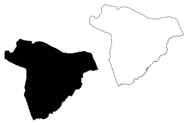 萨拉马地区(乍得共和国地区)地图矢量插图,涂鸦素描萨拉马图 — 图库矢量图片