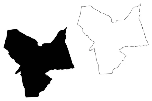 Moyen-Chari (oblasti Čadu, Čadu) mapa vektorového obrázku, náčrtek moyen map — Stockový vektor