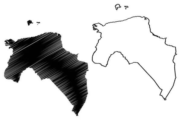 Province de Groningue (Royaume des Pays-Bas, Pays-Bas) illustration vectorielle de la carte, croquis croquis de Groningue carte — Image vectorielle