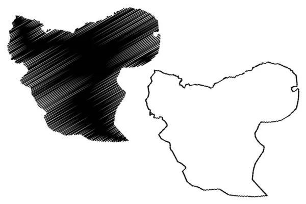 Aleppo guvernement (provinserna Syrien, Arabrepubliken Syrien) karta vektor illustration, klotter skiss Aleppo ma — Stock vektor
