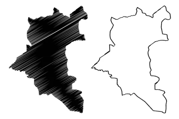 Даръська губернія (Адміністративний поділ Сирії, Сирійська Арабська Республіка) мапа векторної ілюстрації, Писанина ескіз Dar'a Ma — стоковий вектор