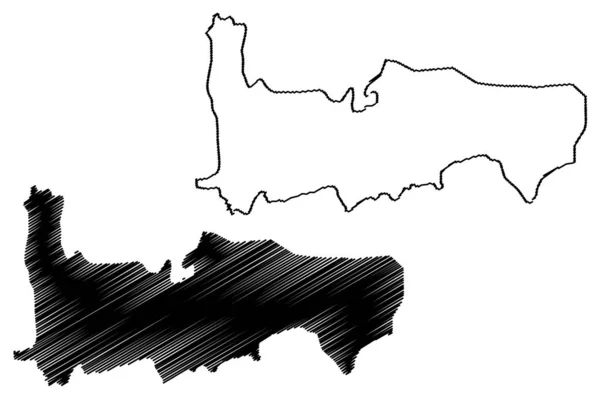 Governadoria de Hama (Governorados da Síria, República Árabe Síria) mapa ilustração vetorial, esboço de rabiscos Hama ma —  Vetores de Stock