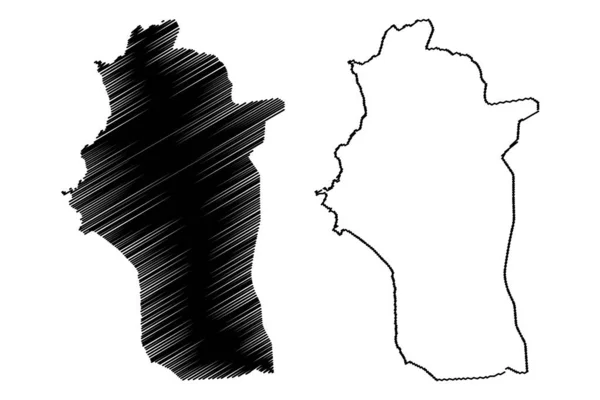 拉塔基亚省（阿拉伯叙利亚共和国叙利亚省）地图矢量图，涂鸦素描拉塔基亚马 — 图库矢量图片