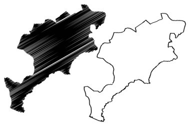 Jutiapa Bölümü (Guatemala Cumhuriyeti, Guatemala Bölümleri) harita vektör illüstrasyon, karalama kroki Jutiapa ma