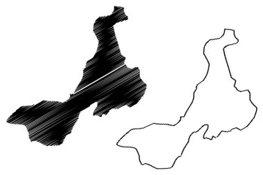 Quetzaltenango Bölümü (Guatemala Cumhuriyeti, Guatemala Bölümleri) harita vektör illüstrasyon, karalama kroki Quetzaltenango ma