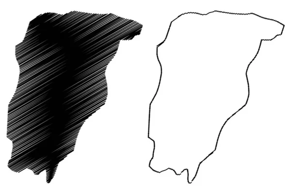奇马尔特南戈省（危地马拉共和国，危地马拉省）地图矢量插图，涂鸦素描奇马尔特南戈马 — 图库矢量图片