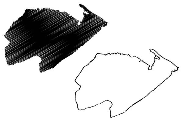 Dipartimento di Izabal (Repubblica del Guatemala, Dipartimenti del Guatemala) mappa vettoriale illustrazione, scarabocchio Izabal ma — Vettoriale Stock