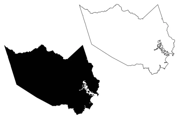 Contea di Harris o Harris County, Texas (contee in Texas, Stati Uniti d'America, Stati Uniti d'America, Stati Uniti d'America) mappa vettoriale illustrazione, abbozzo scarabocchiare Harris mappa — Vettoriale Stock