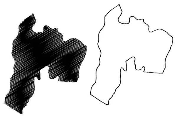 Dipartimento di Suchitepequez (Repubblica del Guatemala, Dipartimenti del Guatemala) mappa vettoriale illustrazione, scarabocchio Suchitepequez ma — Vettoriale Stock