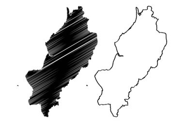 Manabi Eyaleti (Ekvador Cumhuriyeti, Ekvador Eyaletleri) harita vektör illüstrasyon, karalama kroki Manabi ma