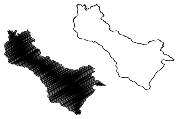 Província de Carchi (República do Equador, Províncias do Equador) mapa ilustração vetorial, rabisco esboço Carchi ma — Vetor de Stock