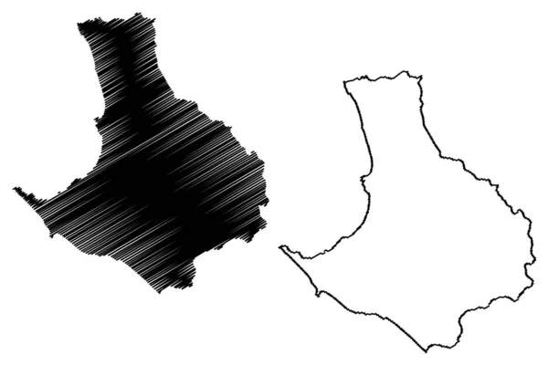 산타 엘레나 주 (에콰도르 공화국, 에콰도르 의 지방) 지도 벡터 일러스트레이션, 낙서 스케치 산타 엘레나 마 — 스톡 벡터