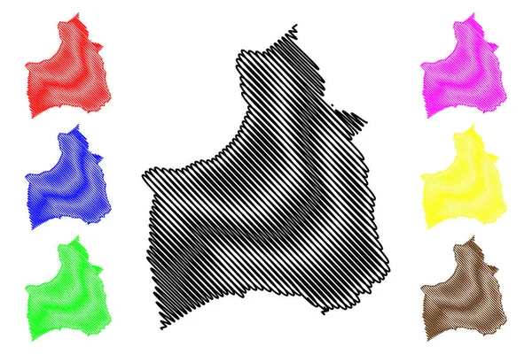 Arica y Parinacota Bölgesi (Şili Cumhuriyeti, Şili'nin idari bölümleri) harita vektör illüstrasyon, karalama kroki Arica y Parinacota ma — Stok Vektör
