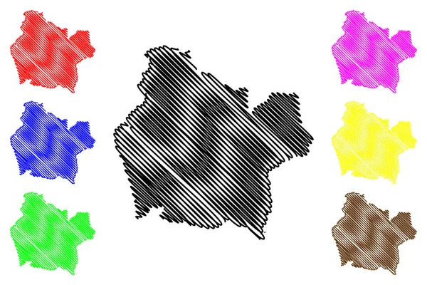 Регион Араукания (Республика Чили, административно-территориальное деление Чили) Иллюстрация карты, начертательный эскиз Араукании — стоковый вектор