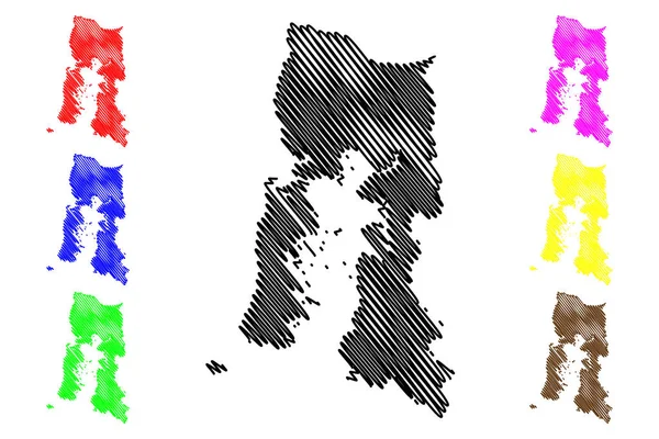 Regione di Los Lagos (Repubblica del Cile, Divisioni amministrative del Cile) mappa vettoriale illustrazione, scarabocchio Los Lagos ma — Vettoriale Stock