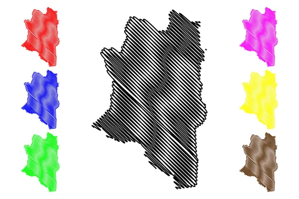 Distretto di Montagnes (Costa d'Avorio, Repubblica della Costa d'Avorio) mappa vettoriale illustrazione, abbozzo scarabocchio Montagnes ma — Vettoriale Stock