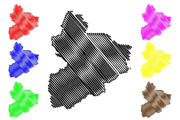 Vallee du Bandama District (Costa d'Avorio, Repubblica della Costa d'Avorio) mappa vettoriale illustrazione, abbozzo scarabocchio Vallee du Bandama ma — Vettoriale Stock